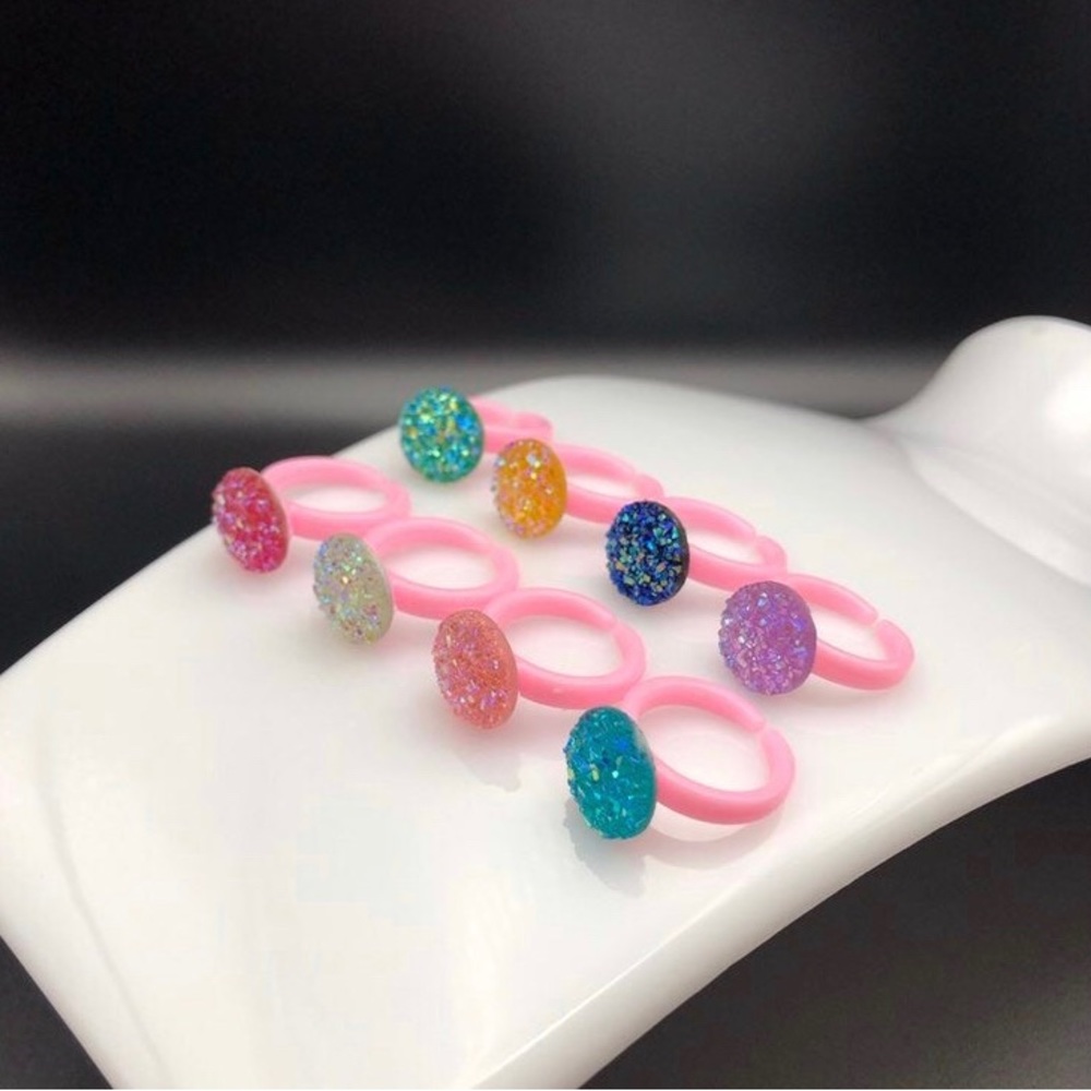 Resin Glitter Rhinestone Ring Set - Picture 4 of 5